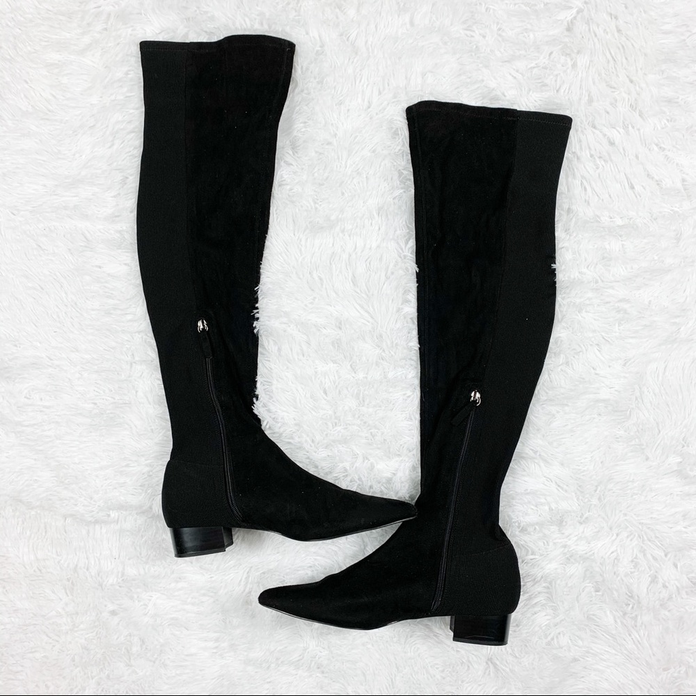 ZARA Black Suede Knee High Boots Size 10